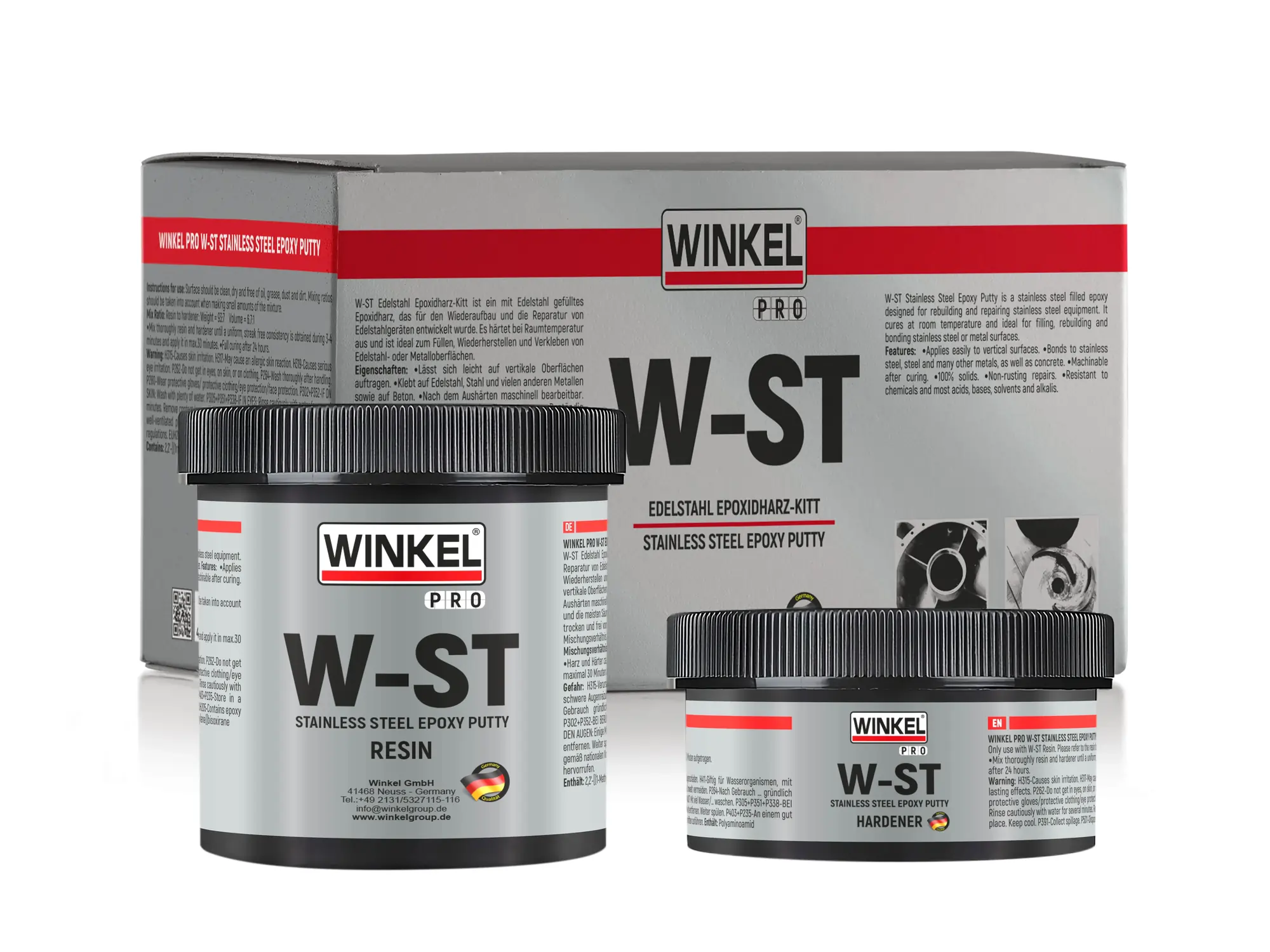 WINKEL PRO W-ST Paslanmaz Çelik Epoksi Macunu - 500 GR (KOYU GRİ)