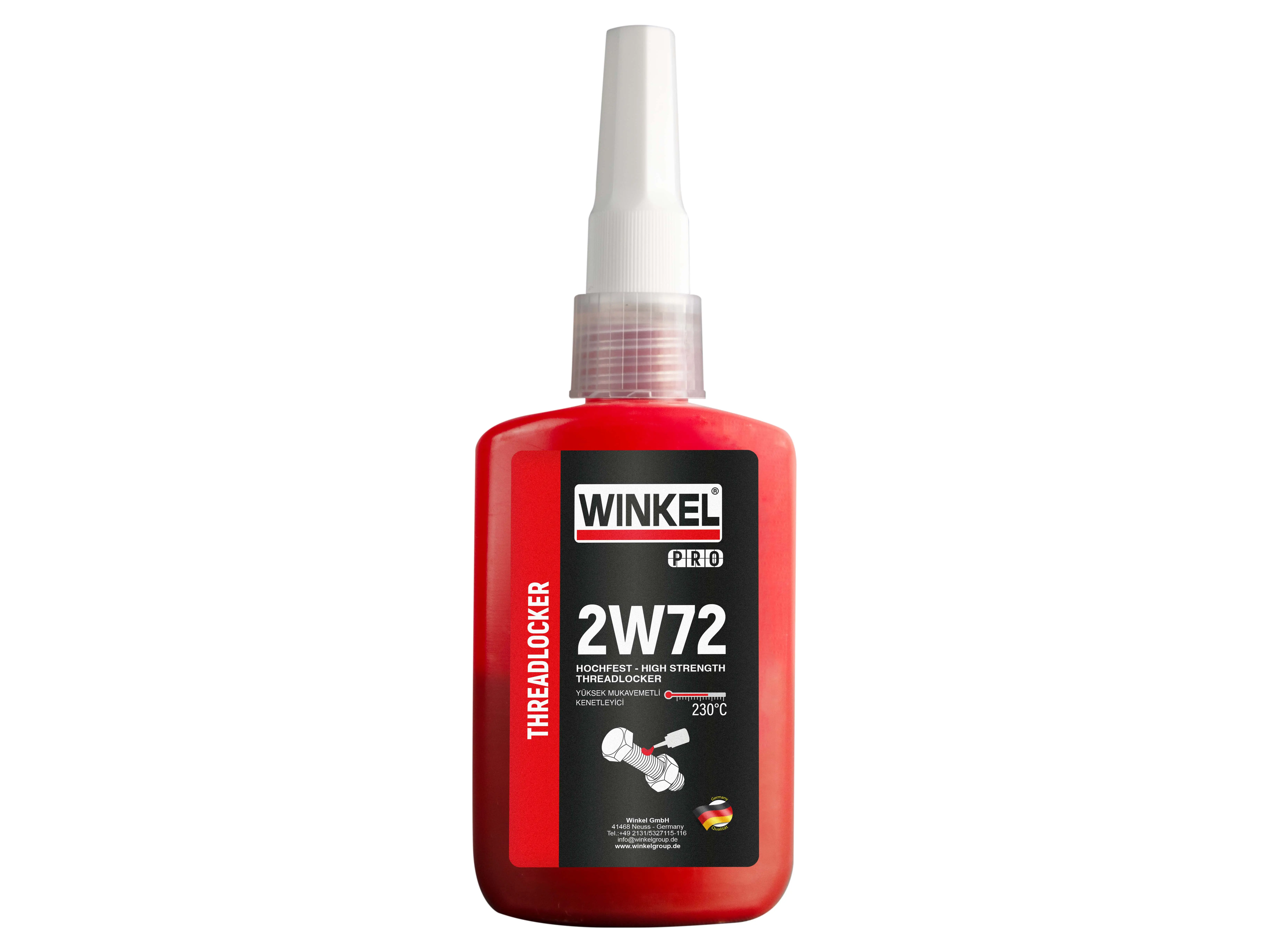 WINKEL PRO 2W72 Yüksek Mukavemetli Cıvata Sabitleyici - 50 ML (KIRMIZI)