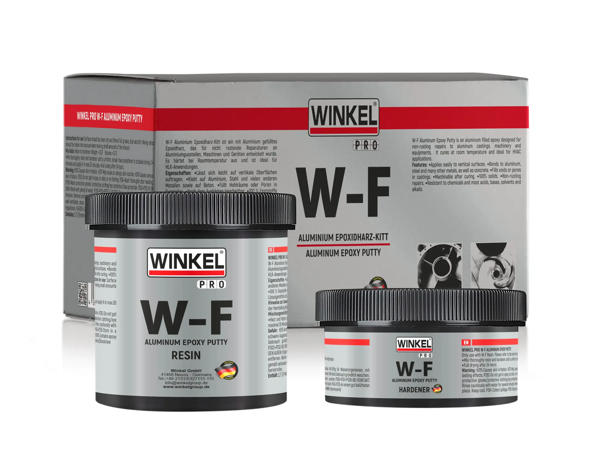 WINKEL PRO W-F Alüminyum Tamir Epoksi Macunu - 500 GR (GÜMÜŞ GRİ)