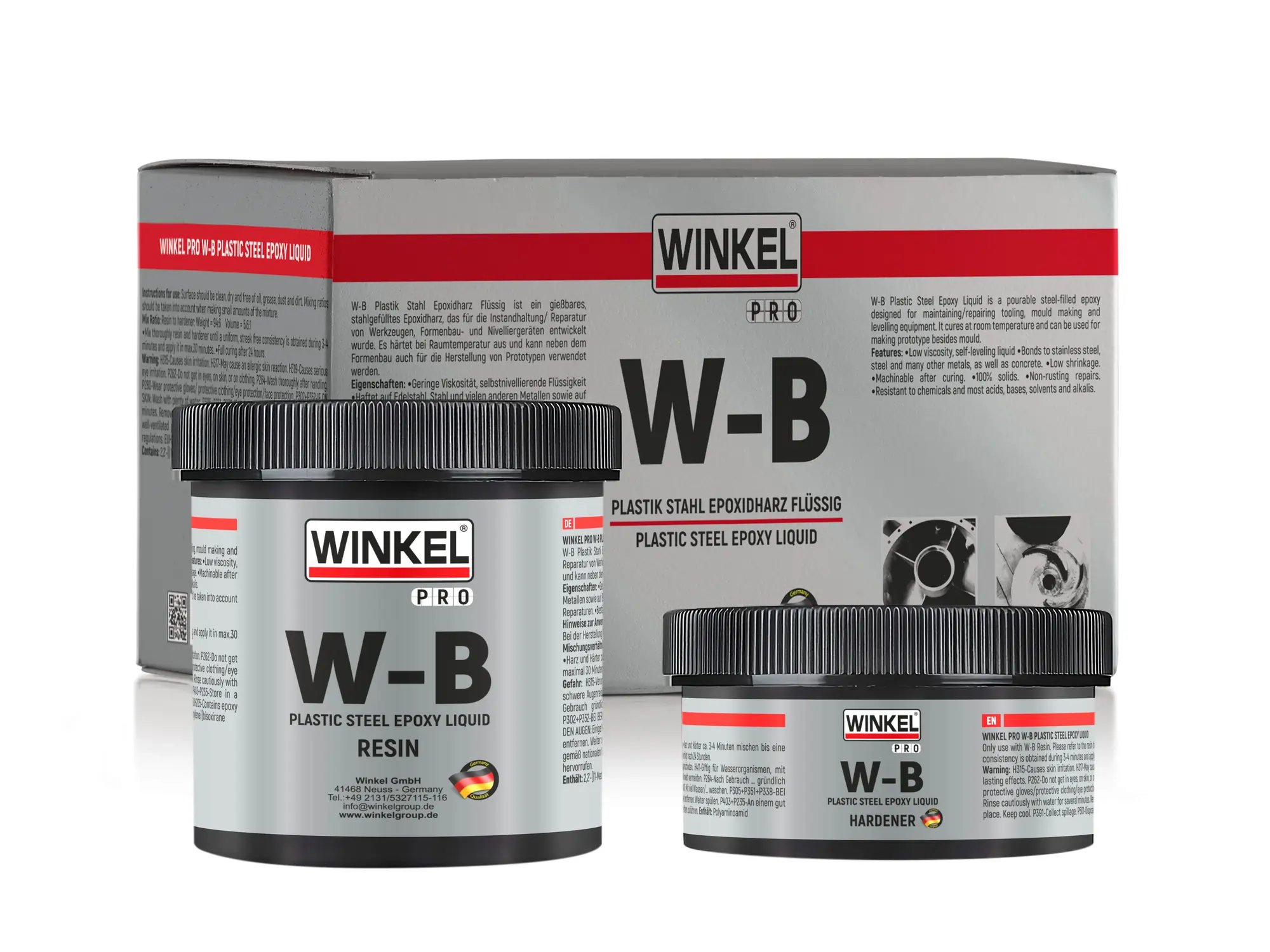 WINKEL PRO W-B Çelik Epoksi Sıvı - 500 GR (ÇELİK GRİ)
